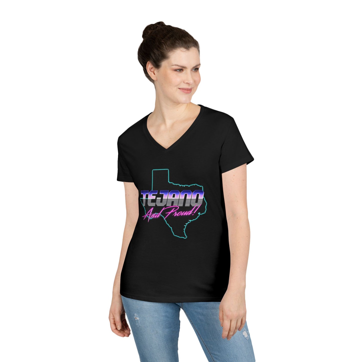 Tejano and Proud Ladies' V-Neck T-Shirt - Retro Texas Graphic Tee